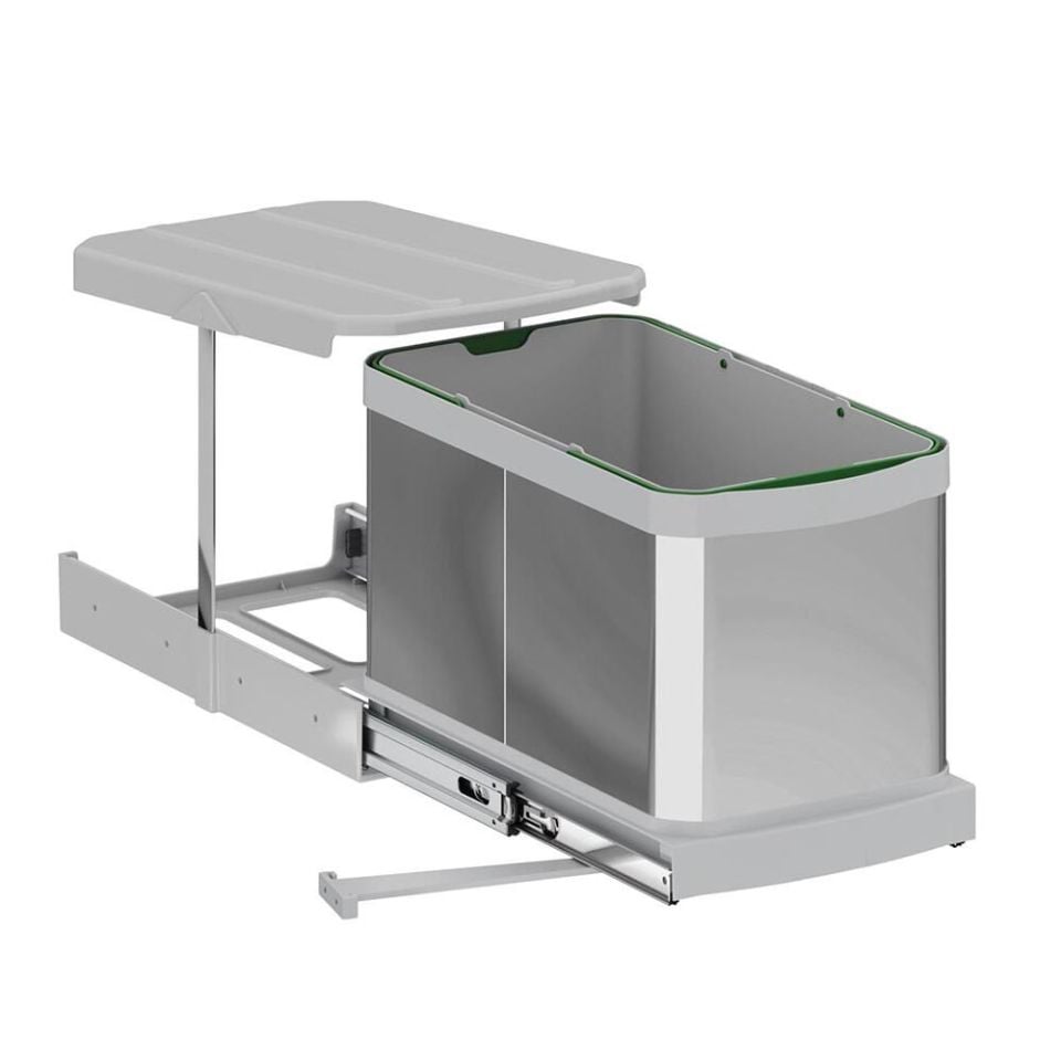 S-2574-g Teleskopik Raylı Paslanmaz Gövde Çöp Kovası 16 Lt