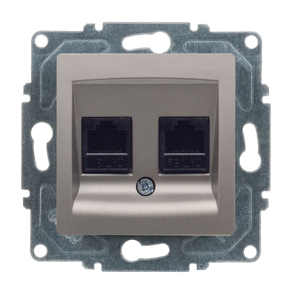 Günsan Valta Visage Data + Nümeris Telefon Prizi (RJ45 Cat5E + Cat3) Mocha