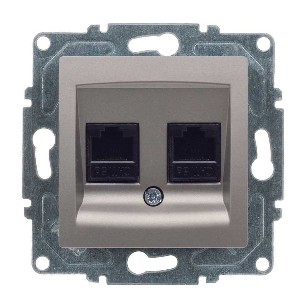 Günsan Visage Mocha Vidalı İkili Data Prizi (2 x RJ45 Cat5E)