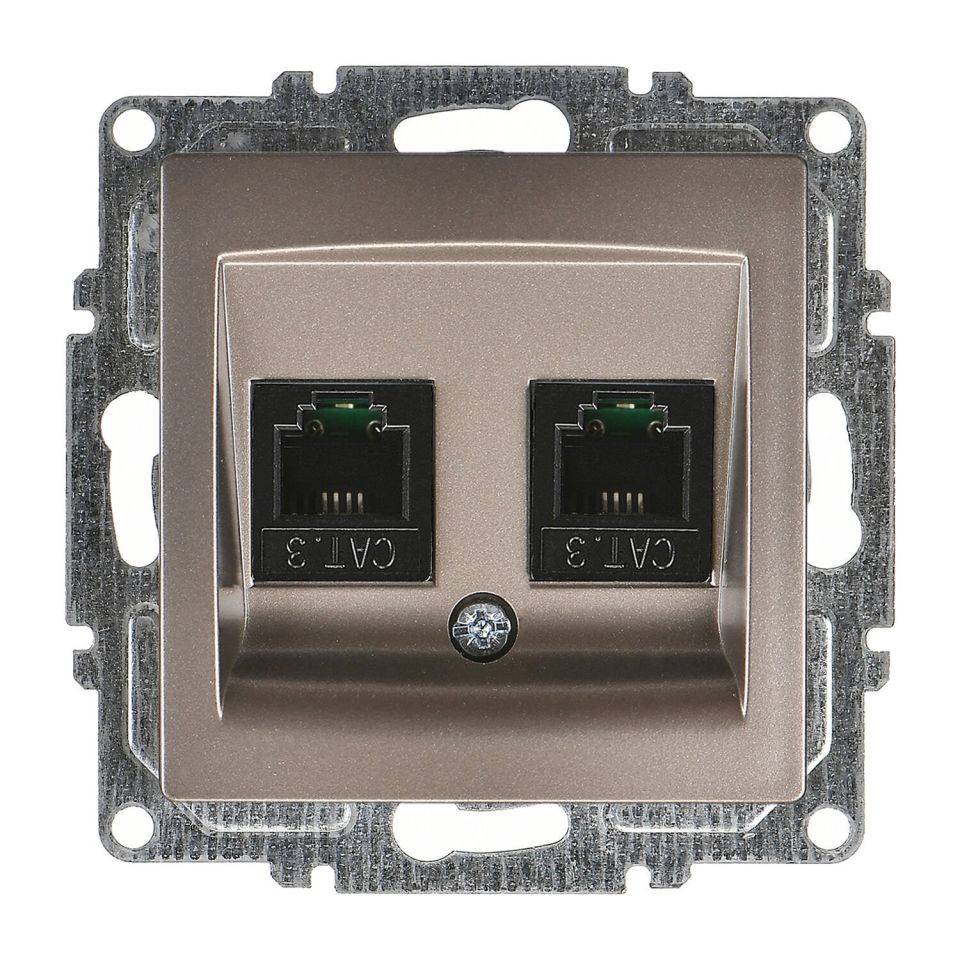 Günsan Visage Mocha Vidalı İkili Nümeris Telefon Prizi (2 x Cat3)