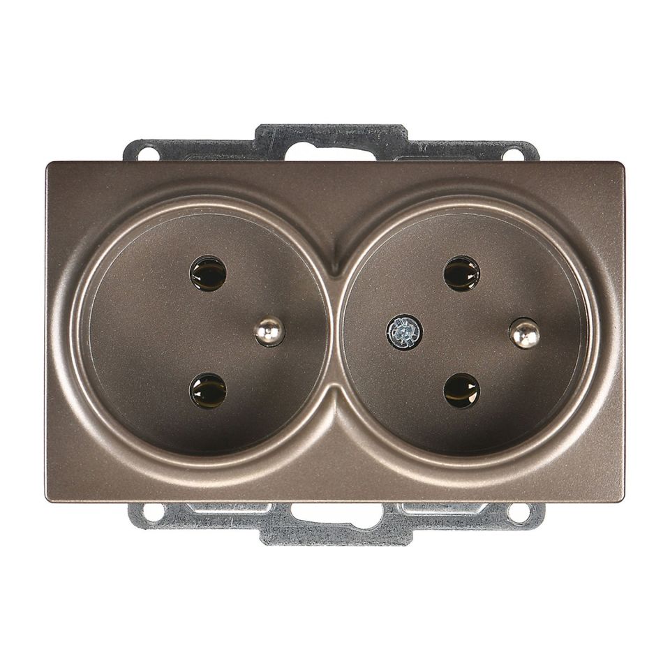 Günsan Visage Mocha İkili UPS Priz- 16A 250V - Vidalı