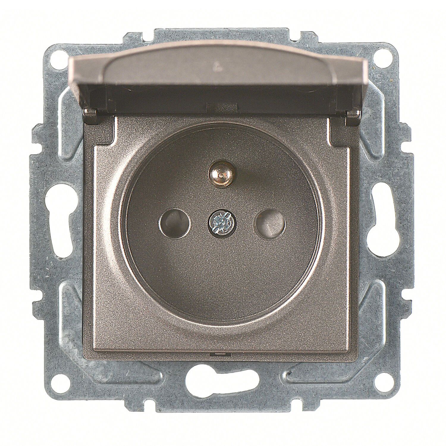 Günsan Visage Mocha Çocuk Korumalı Kapaklı UPS Priz - Vidalı