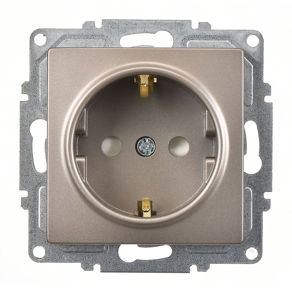 Günsan Visage Mocha Çocuk Korumalı Topraklı Priz - 16A 250V - Vidalı