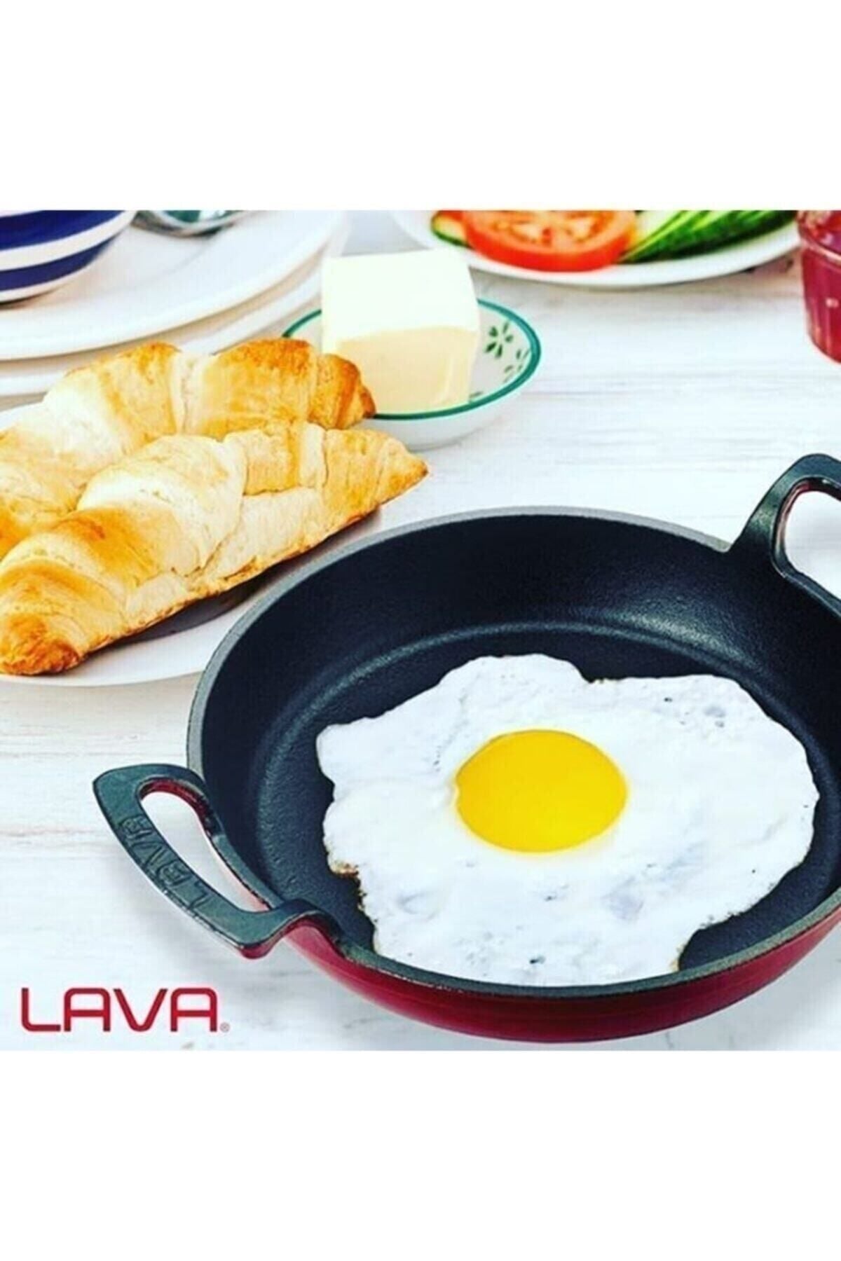 Jasper 24 Cm Kırmızı Döküm Sahan Tava Metal Kulplu Mangal Tadında