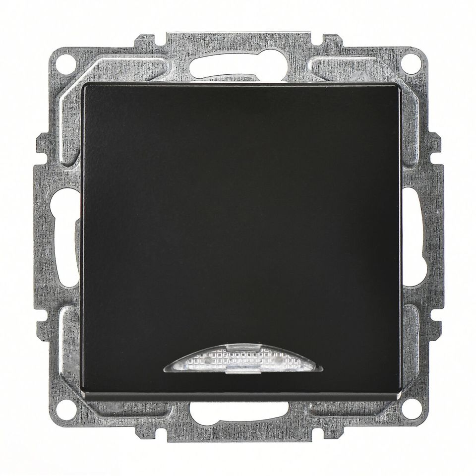 Günsan Visage Metalik Siyah Klipsli Işıklı Anahtar