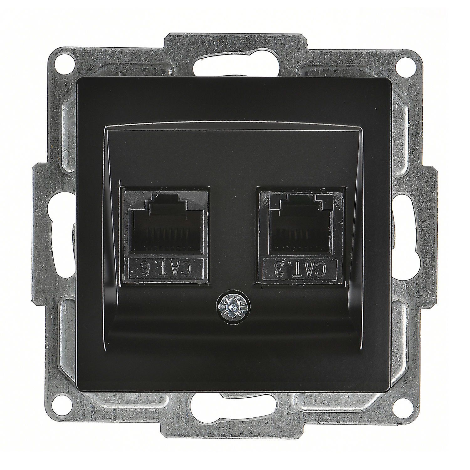 Günsan Valta Visage Data + Nümeris Telefon Prizi (RJ45 Cat6 + Cat3) Metalik Siyah