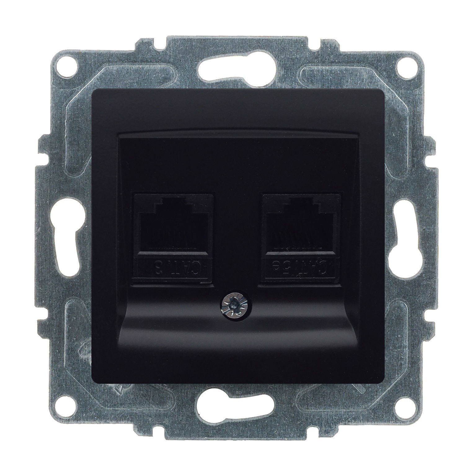 Günsan Valta Visage Data + Nümeris Telefon Prizi (RJ45 Cat5E + Cat3) Metalik Siyah