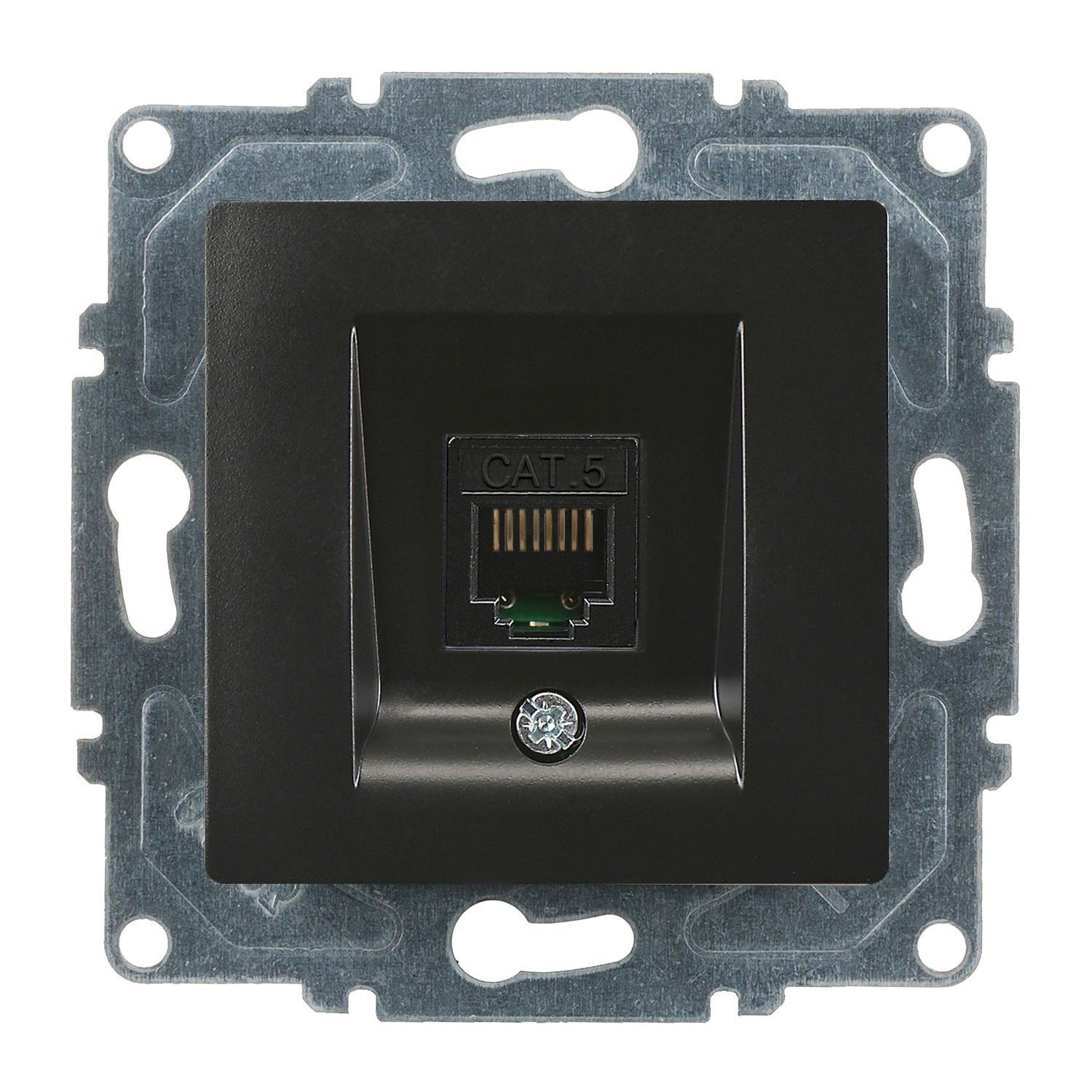 Günsan Visage Metalik Siyah Vidalı Tekli Data Prizi (RJ45 Cat5E)