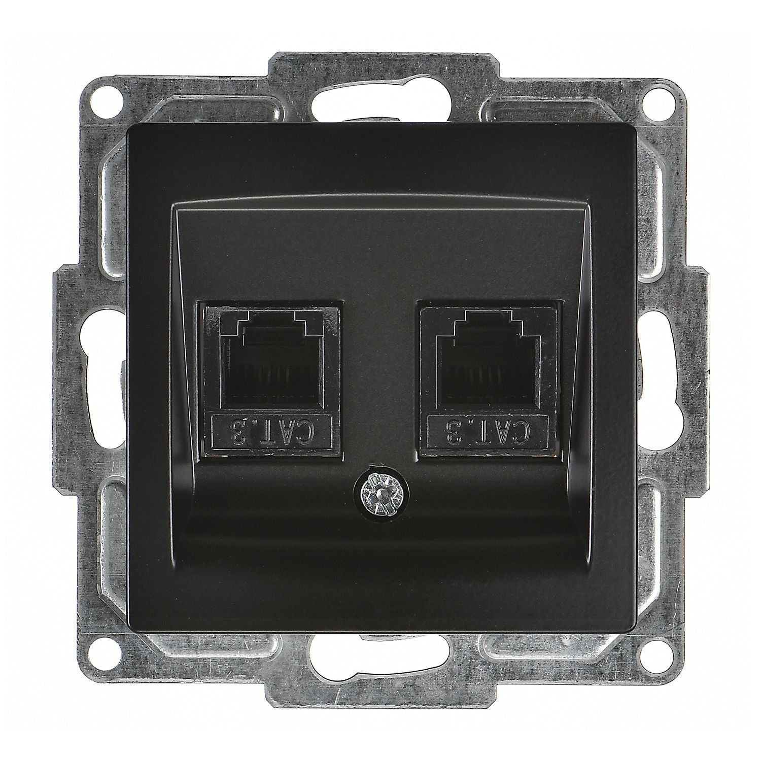 Günsan Visage Metalik Siyah Vidalı İkili Nümeris Telefon Prizi (2 x Cat3)