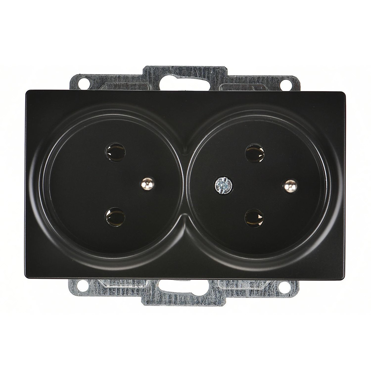 Günsan Visage Metalik Siyah İkili UPS Priz- 16A 250V - Vidalı