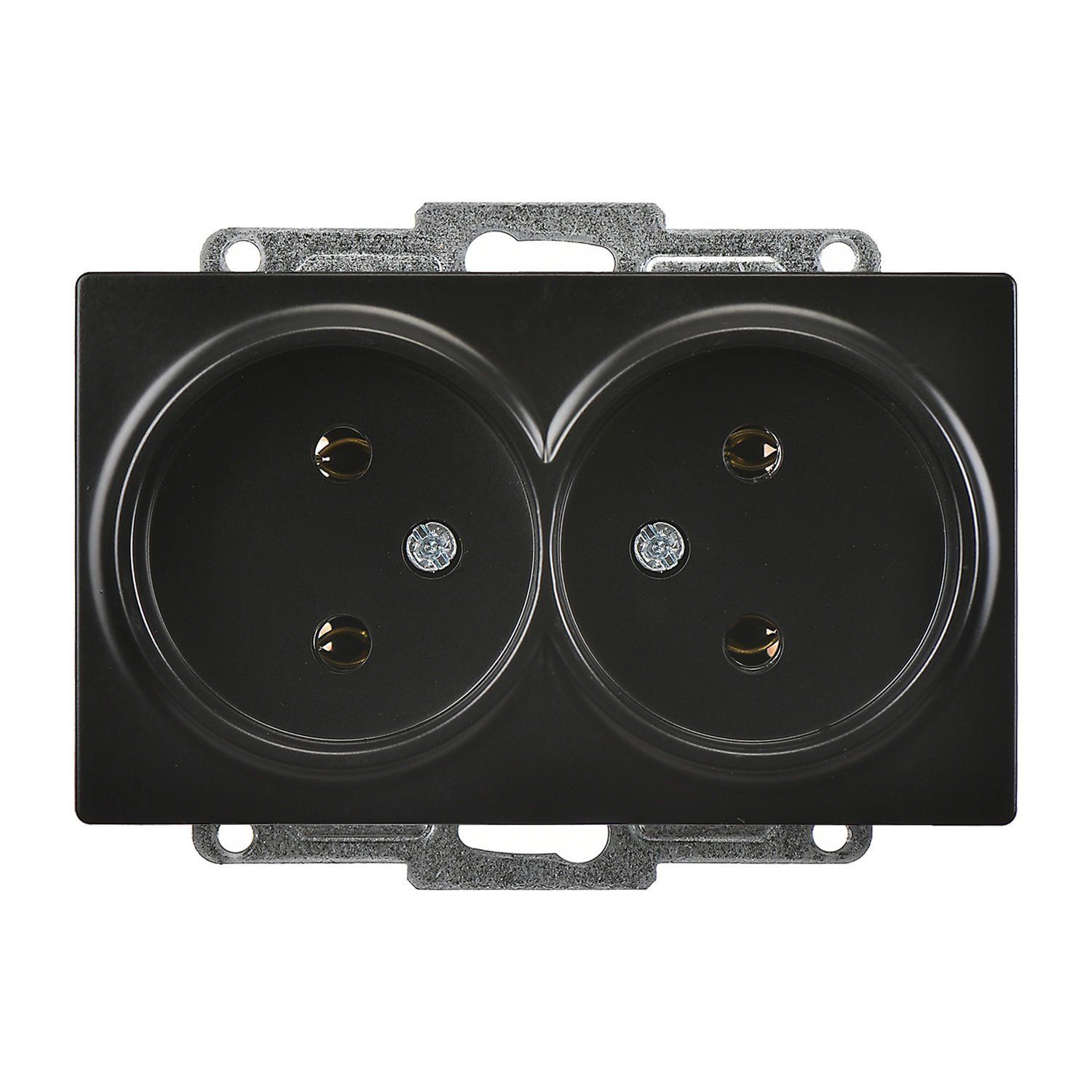 Günsan Visage Metalik Siyah İkili Priz- 16A 250V - Vidalı