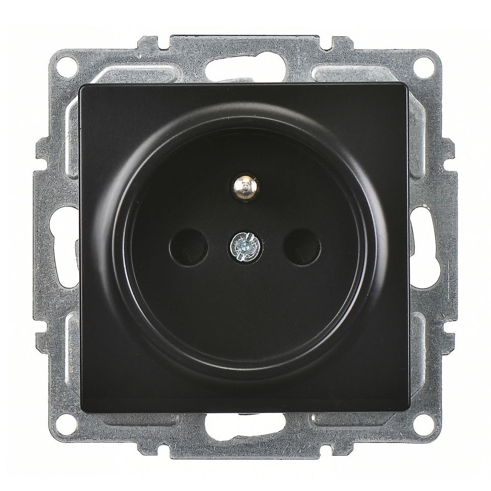 Günsan Visage Metalik Siyah Çocuk Korumalı UPS Priz - 16A 250V - Vidalı