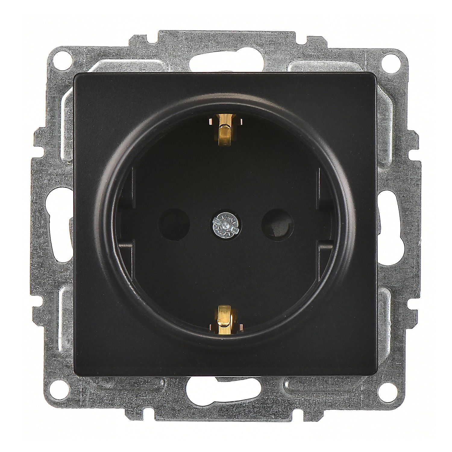 Günsan Visage Metalik Siyah Çocuk Korumalı Topraklı Priz - 16A 250V - Vidalı