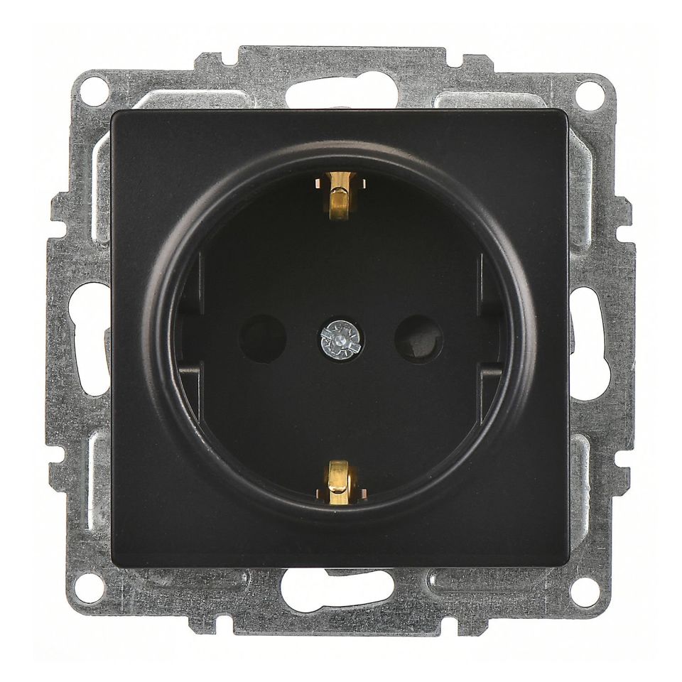 Günsan Visage Metalik Siyah Çocuk Korumalı Topraklı Priz - 16A 250V - Vidalı
