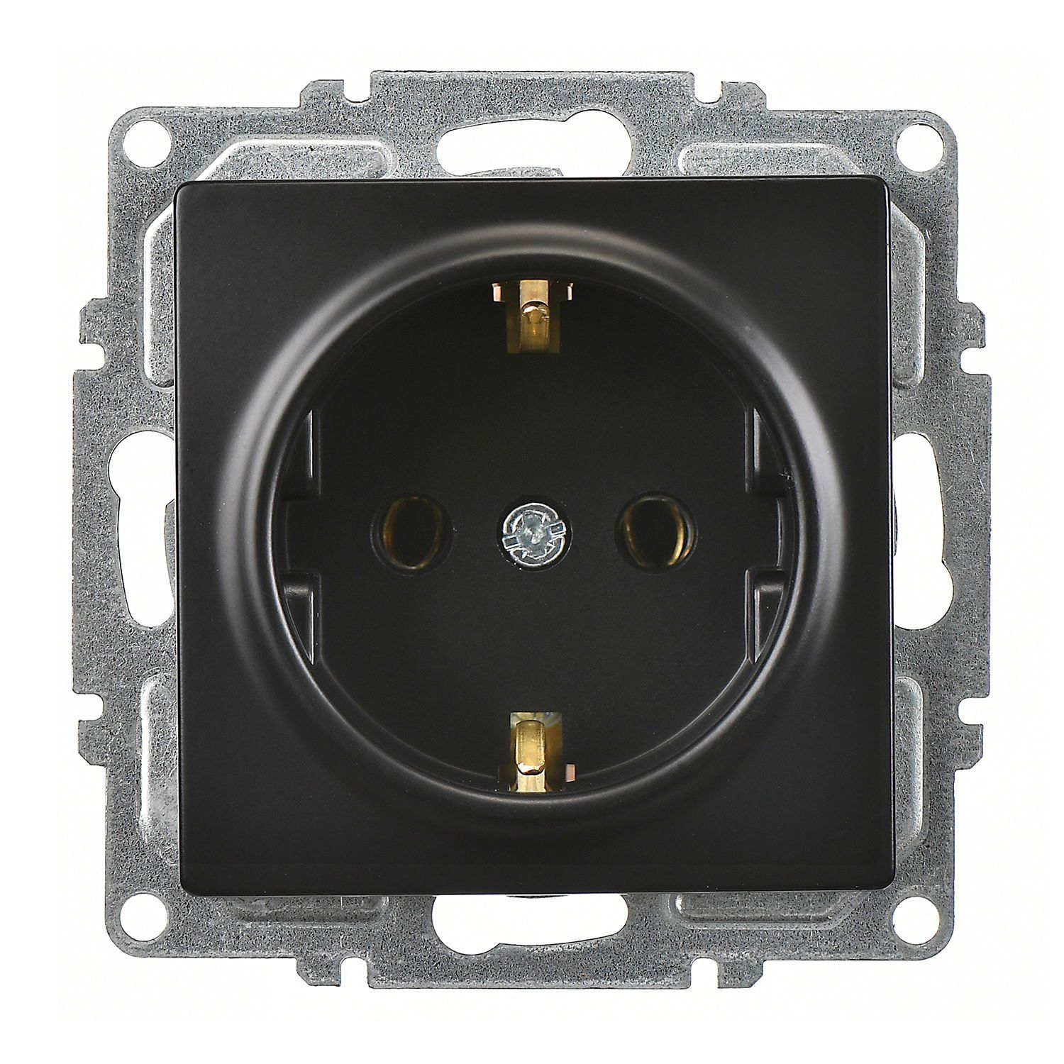 Günsan Visage Metalik Siyah Topraklı Priz- 16A 250V - Vidalı