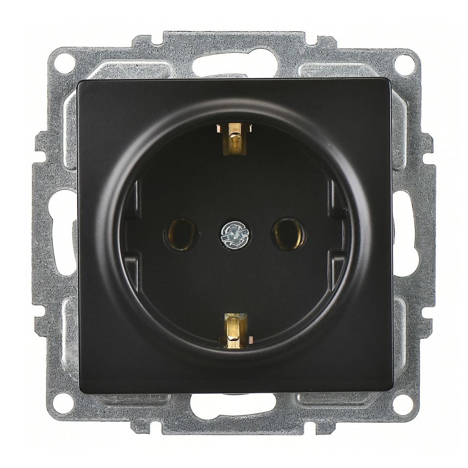 Günsan Visage Metalik Siyah Topraklı Priz- 16A 250V - Vidalı