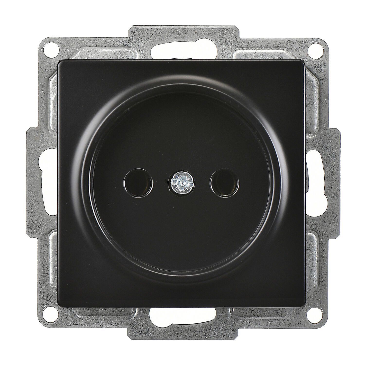 Günsan Visage Metalik Siyah Priz - Vidalı