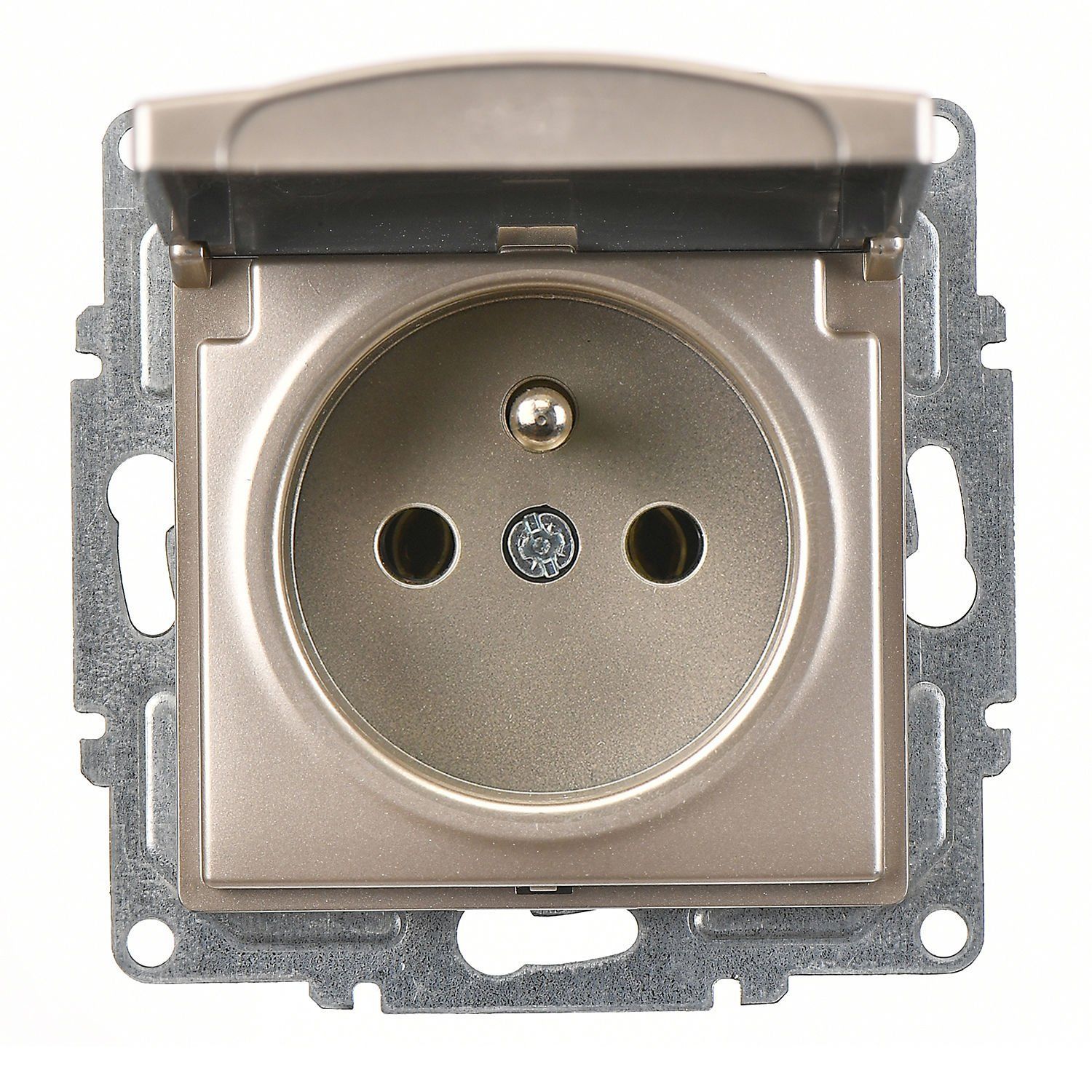 Günsan Visage Metalik Bej Kapaklı UPS Priz - 16A 250V - Vidalı